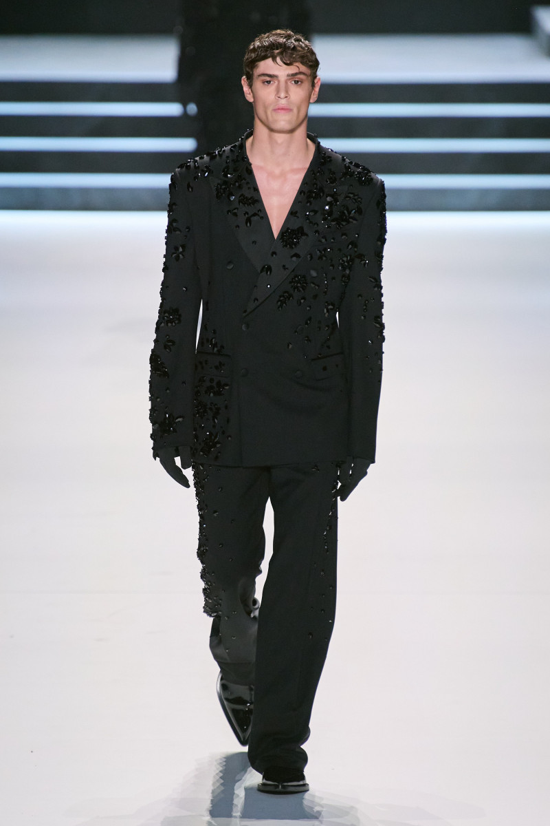 Mattia Giovannoni featured in  the Dolce & Gabbana fashion show for Autumn/Winter 2023