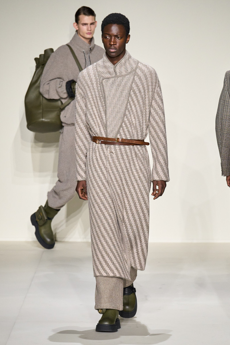 Limamu Mbaye featured in  the Emporio Armani fashion show for Autumn/Winter 2023