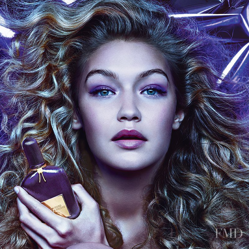 Gigi Hadid featured in  the Tom Ford Beauty \'Velvet Orchid\' Fragrance  advertisement for Spring/Summer 2014