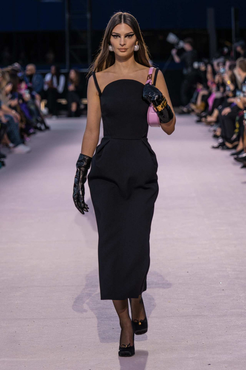 Emily Ratajkowski featured in  the Versace fashion show for Autumn/Winter 2023
