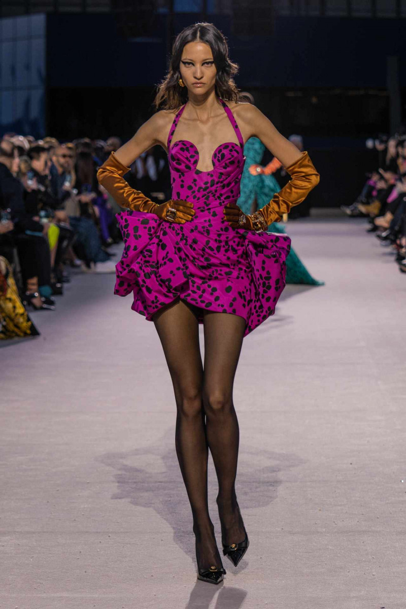 America Gonzalez featured in  the Versace fashion show for Autumn/Winter 2023