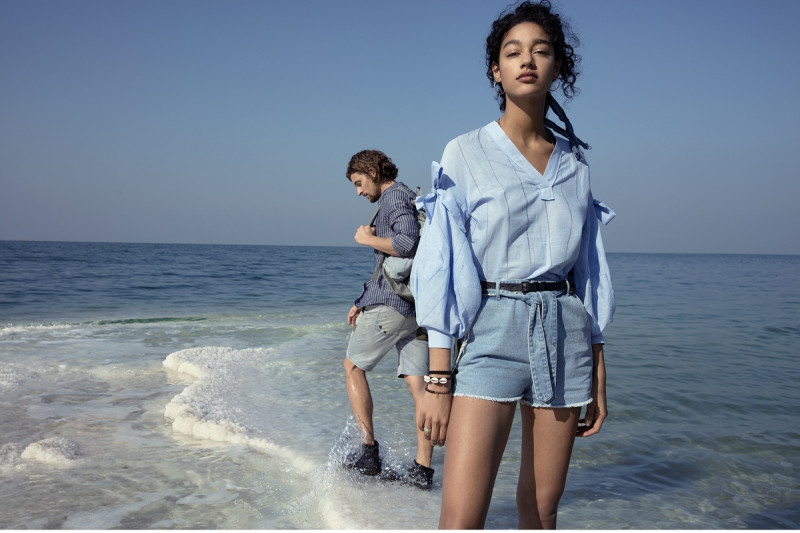 Damaris Goddrie featured in  the Scotch & Soda advertisement for Spring/Summer 2018