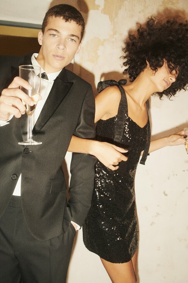 Damaris Goddrie featured in  the HUGO Party advertisement for Holiday 2018