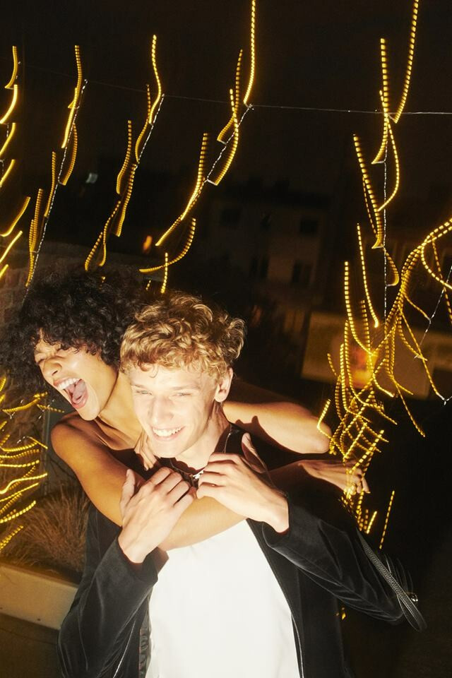 Damaris Goddrie featured in  the HUGO Party advertisement for Holiday 2018