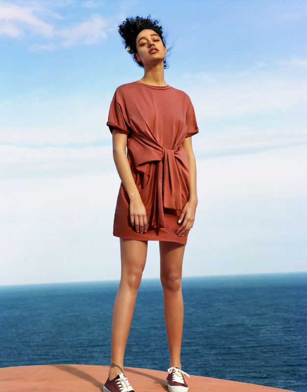 Damaris Goddrie featured in  the Pull & Bear advertisement for Spring/Summer 2018