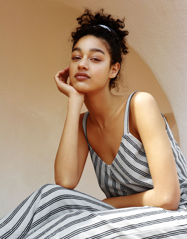 Damaris Goddrie featured in  the Pull & Bear advertisement for Spring/Summer 2018