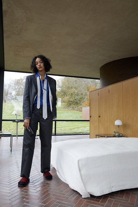 Damaris Goddrie featured in  the Off-White Glass House lookbook for Pre-Fall 2018