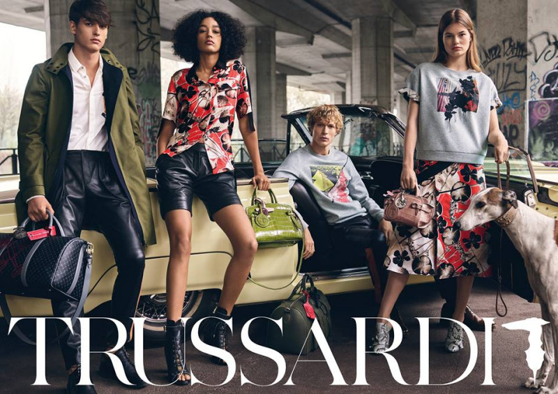 Damaris Goddrie featured in  the Trussardi advertisement for Spring/Summer 2018