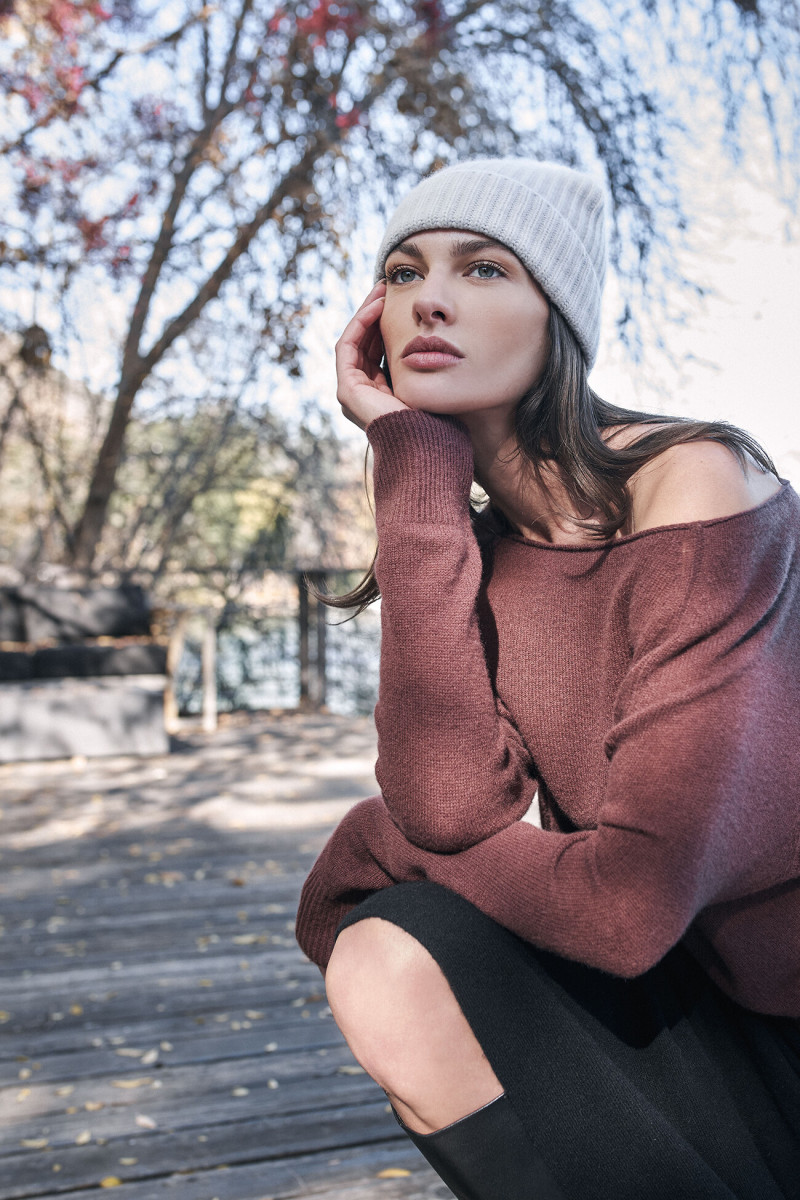 Angelina Pirtskhalava featured in  the Naked Cashmere advertisement for Spring/Summer 2023