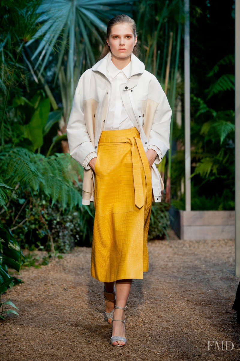 Caroline Brasch Nielsen featured in  the Hermès fashion show for Spring/Summer 2014