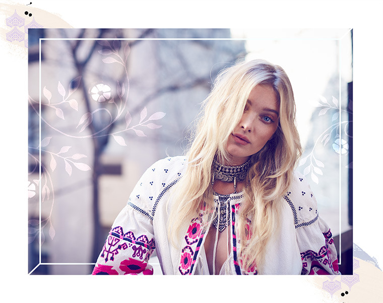 Elsa Hosk featured in  the Free People lookbook for Spring/Summer 2016