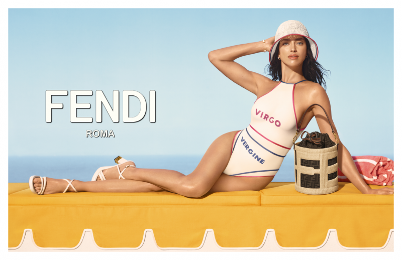 Irina Shayk featured in  the Fendi Fendi Astrology Collection 2023 Campaign advertisement for Spring/Summer 2023