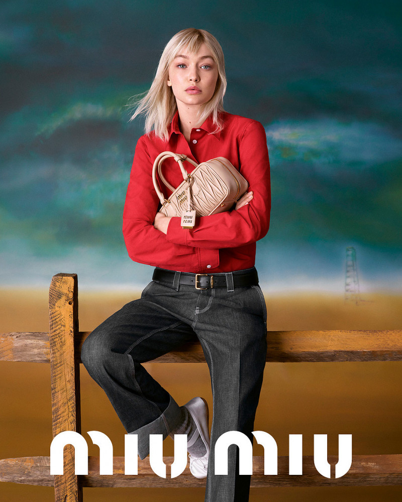 Gigi Hadid featured in  the Miu Miu Miu Miu Matelasse 2023 Campaign Featuring Gigi Hadid advertisement for Spring/Summer 2023