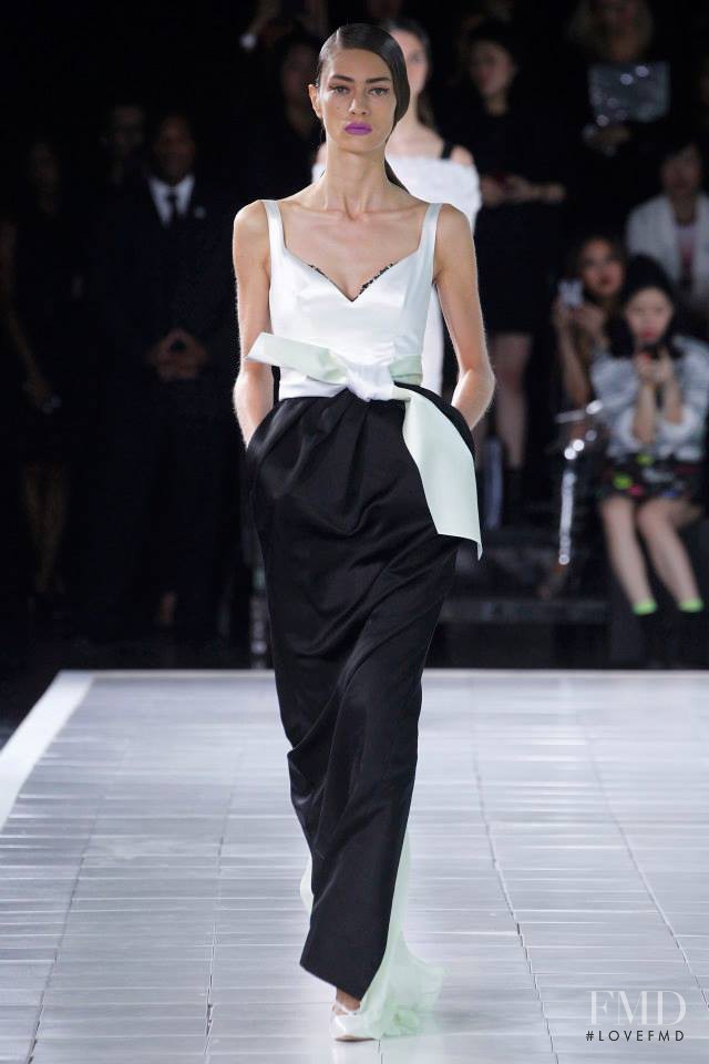 Marine Deleeuw featured in  the Prabal Gurung fashion show for Spring/Summer 2014