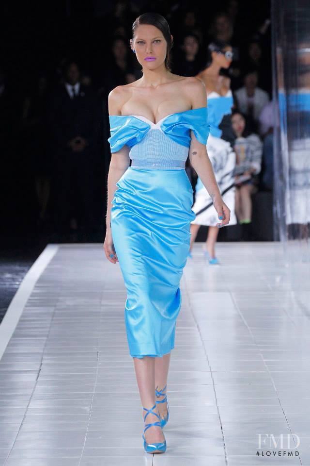Catherine McNeil featured in  the Prabal Gurung fashion show for Spring/Summer 2014