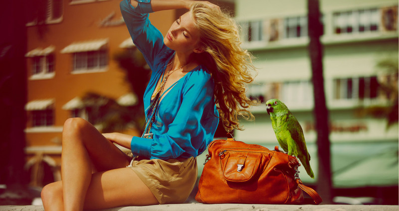 Elsa Hosk featured in  the Lancaster Paris advertisement for Spring/Summer 2012