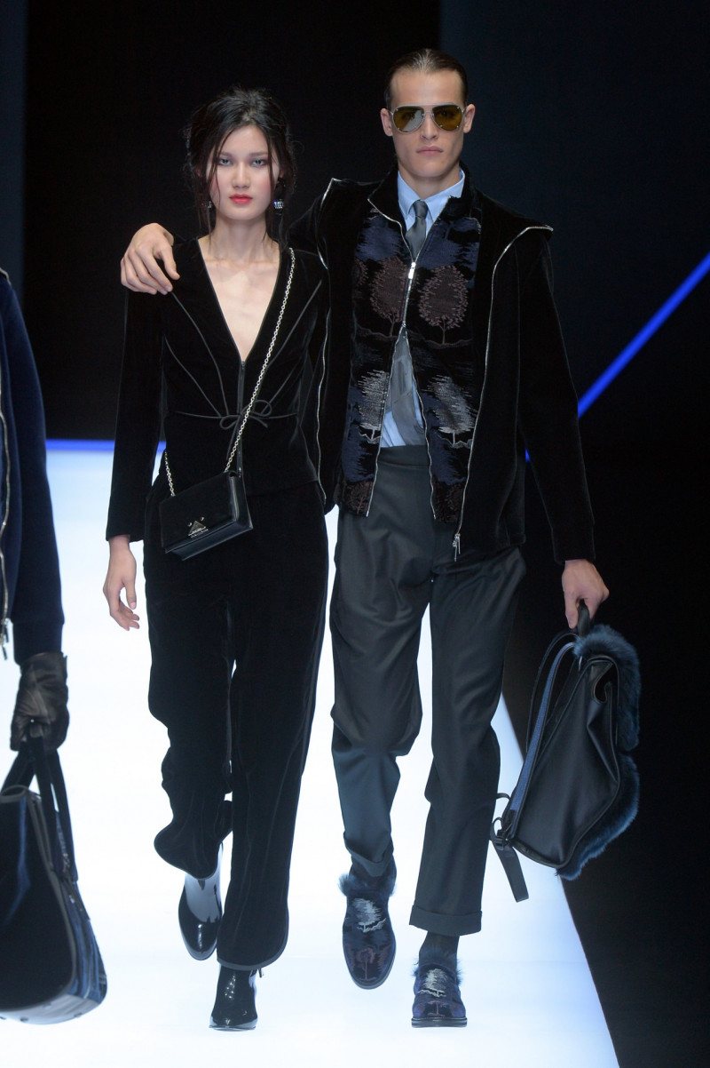 Parker van Noord featured in  the Emporio Armani fashion show for Autumn/Winter 2018