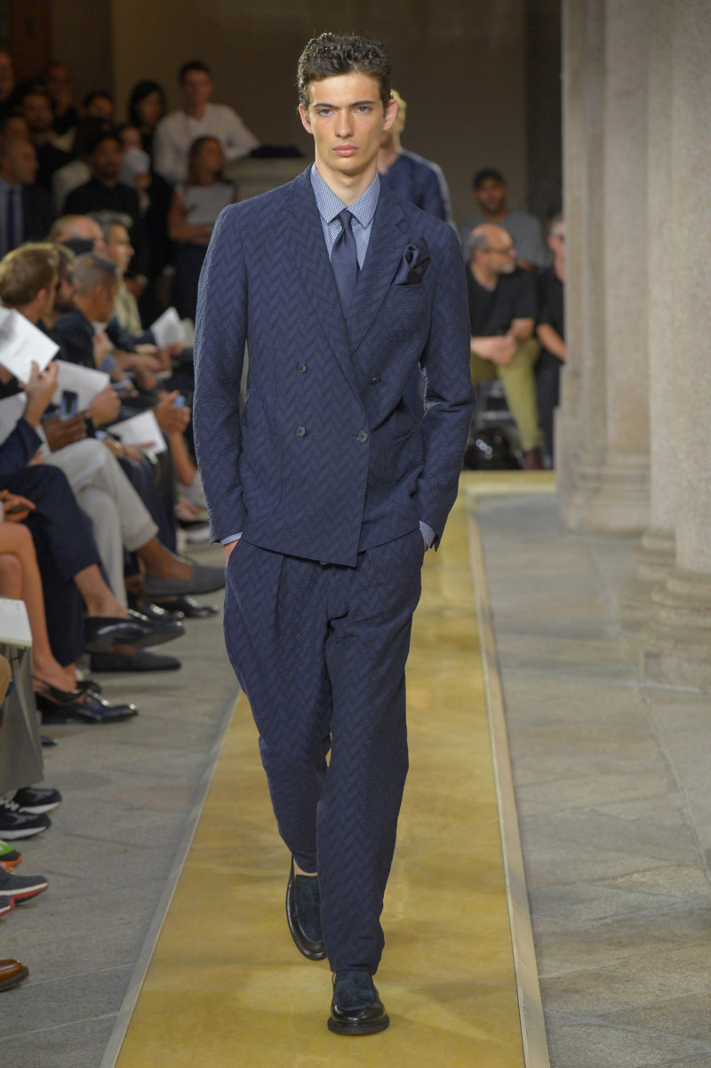 Piero Mendez featured in  the Giorgio Armani fashion show for Spring/Summer 2020