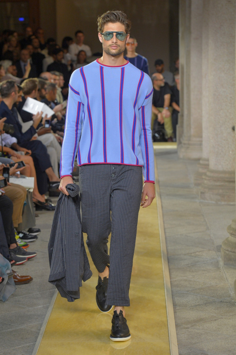 Isaac Churchill featured in  the Giorgio Armani fashion show for Spring/Summer 2020