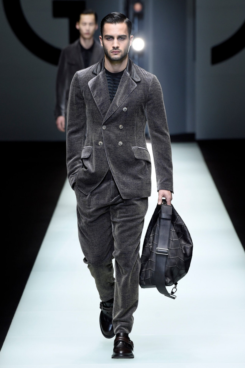 Aleksandar Rusic featured in  the Giorgio Armani fashion show for Autumn/Winter 2018