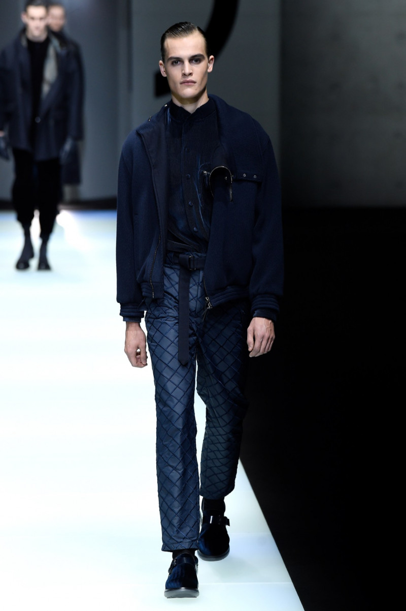 Parker van Noord featured in  the Giorgio Armani fashion show for Autumn/Winter 2018