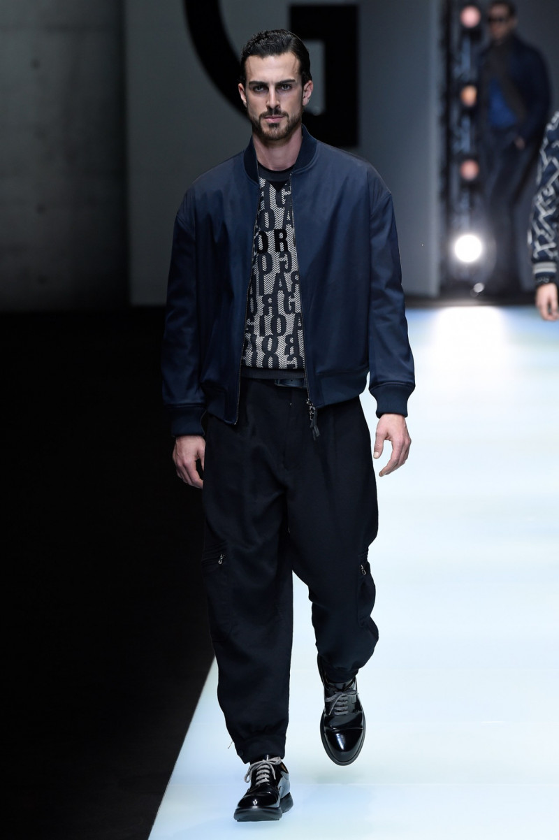 Clint Mauro featured in  the Giorgio Armani fashion show for Autumn/Winter 2018