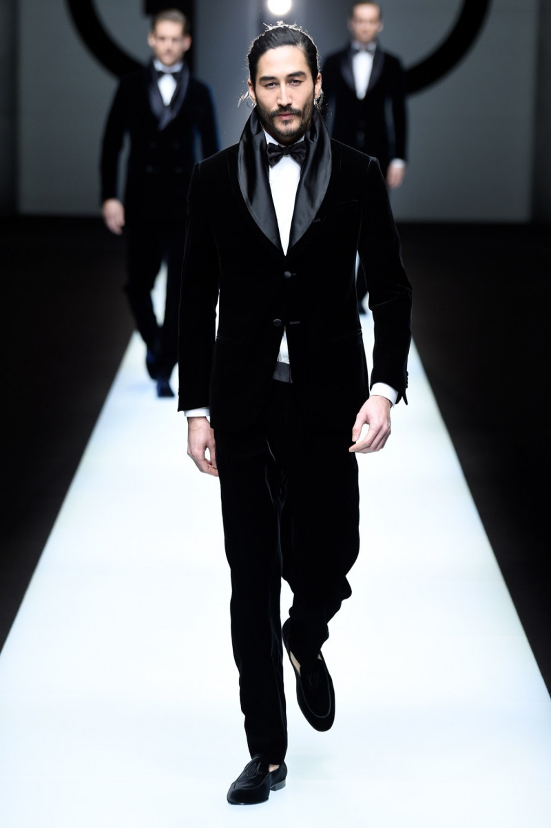 Tony Thornburg featured in  the Giorgio Armani fashion show for Autumn/Winter 2018