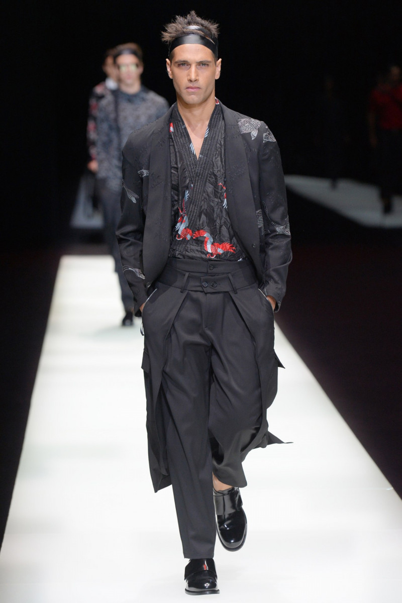 Fabio Mancini featured in  the Emporio Armani fashion show for Spring/Summer 2018