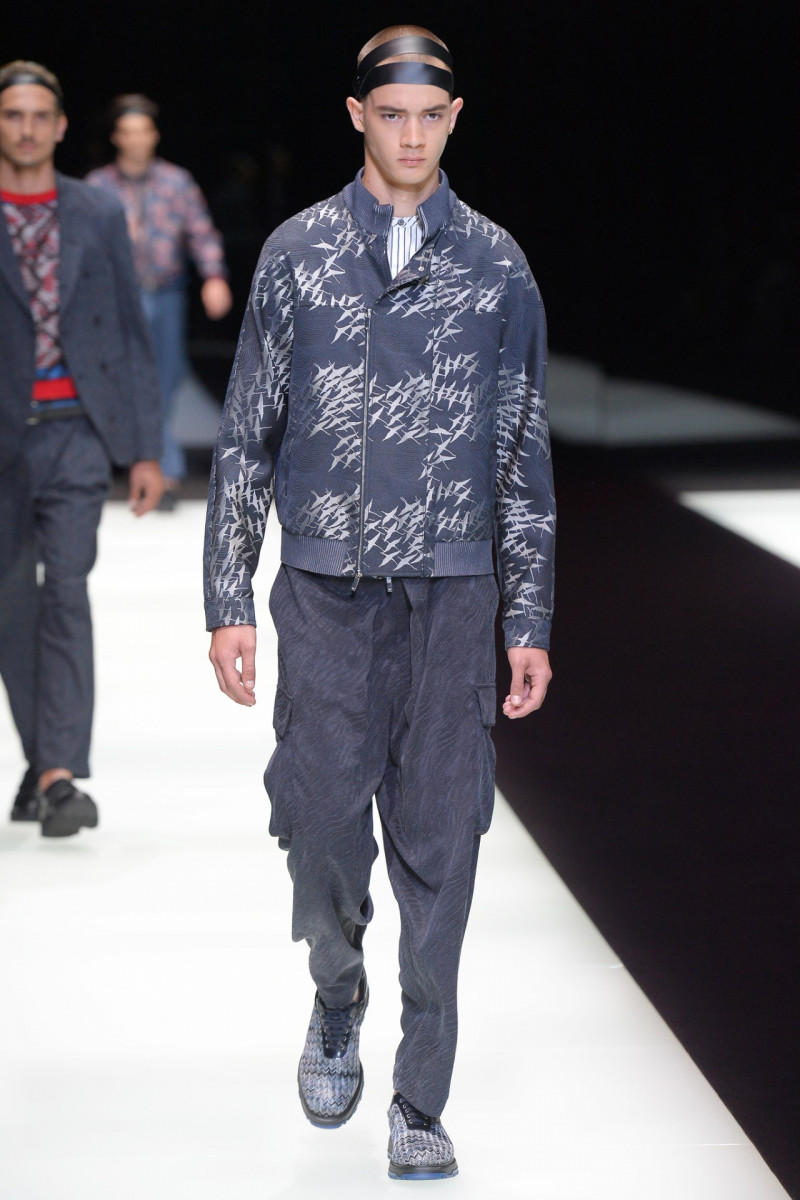 Maxime Frenel featured in  the Emporio Armani fashion show for Spring/Summer 2018