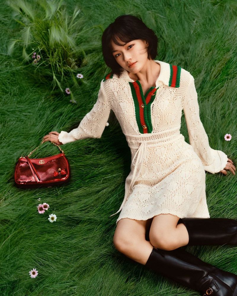 Qi Wen featured in  the Gucci advertisement for Summer 2023