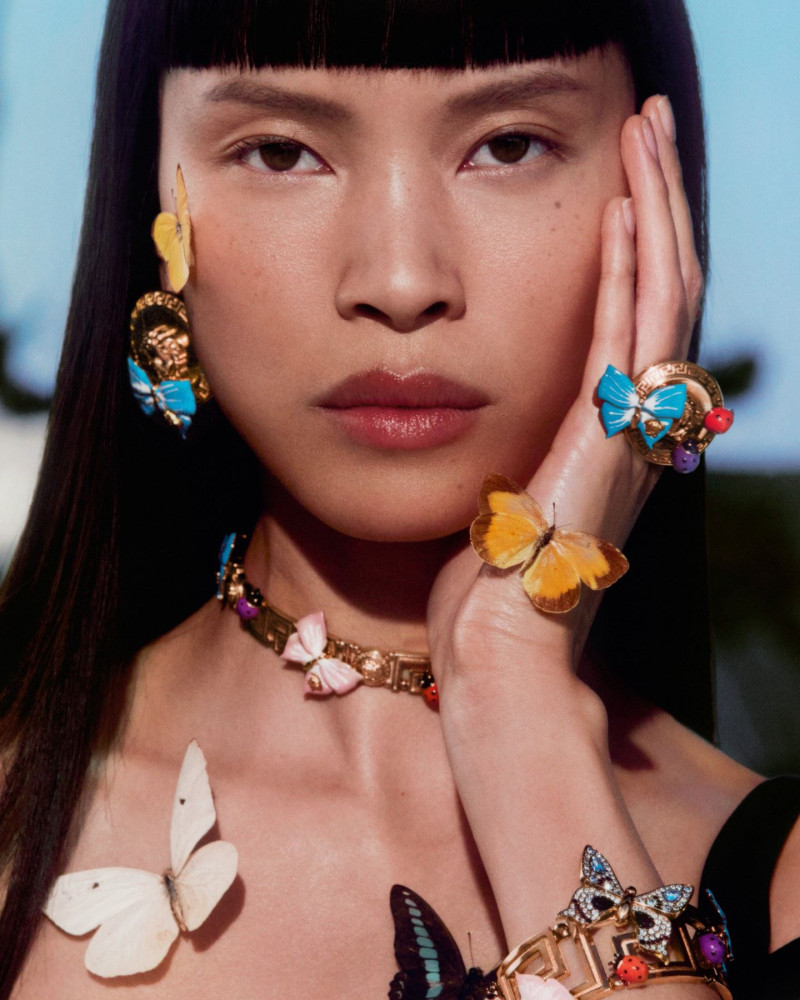 Diane Chiu featured in  the Versace La Vacanza  advertisement for Summer 2023