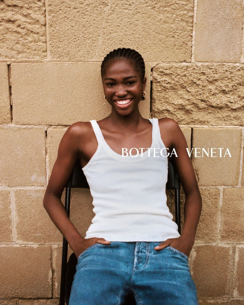 Mary Ukech featured in  the Bottega Veneta advertisement for Spring/Summer 2023