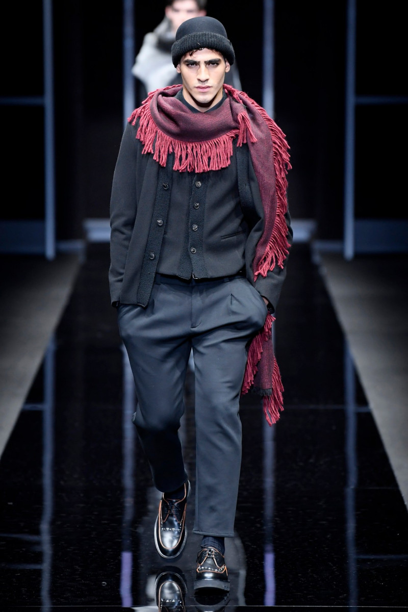 Jhonattan Burjack featured in  the Emporio Armani fashion show for Autumn/Winter 2019