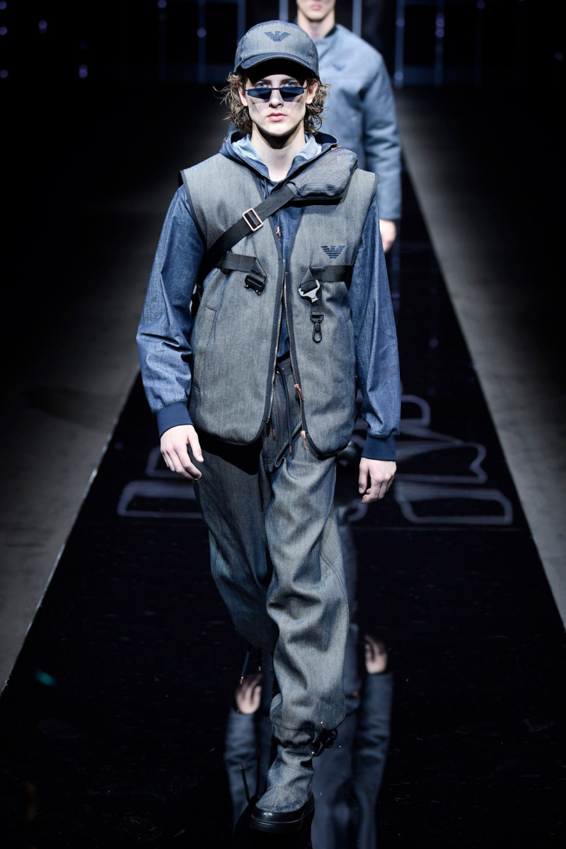 Kajus Valciukas featured in  the Emporio Armani fashion show for Autumn/Winter 2019