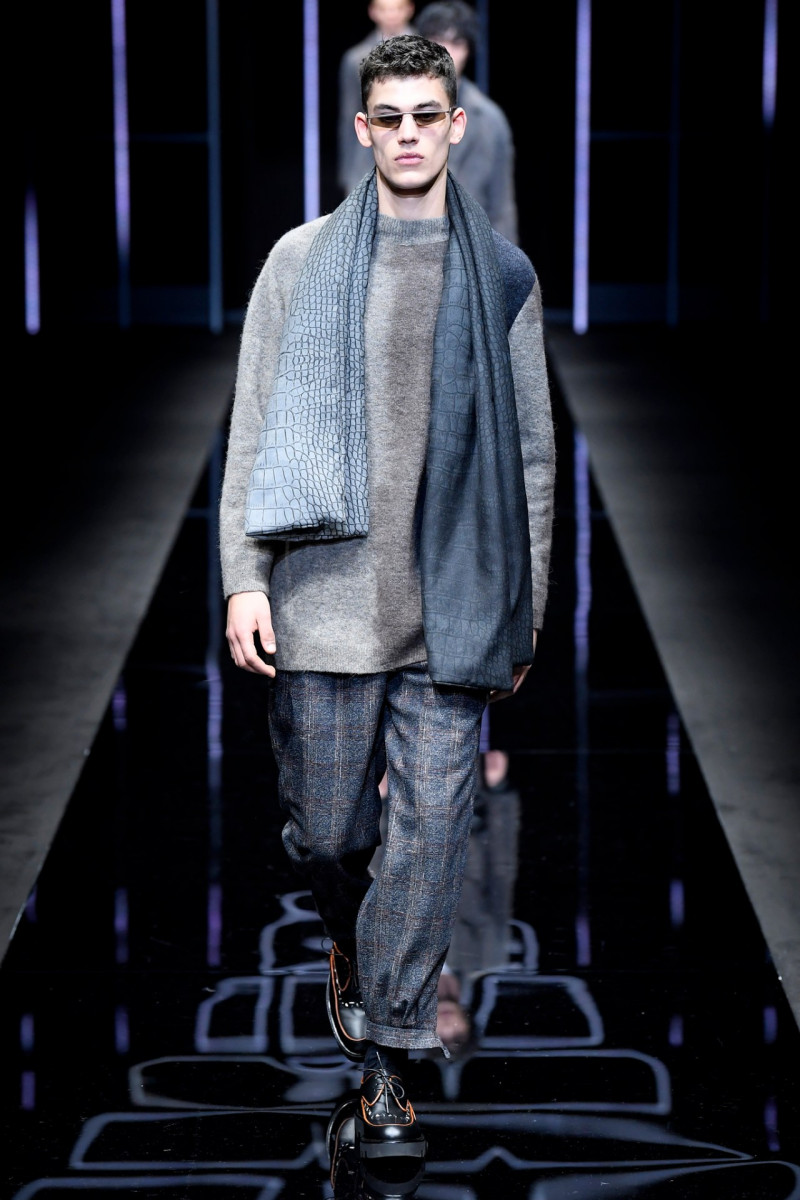 Finn Hayton featured in  the Emporio Armani fashion show for Autumn/Winter 2019