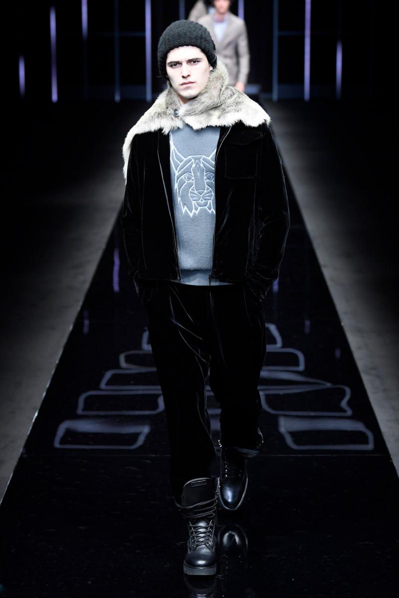 Arthur Daniyarov featured in  the Emporio Armani fashion show for Autumn/Winter 2019