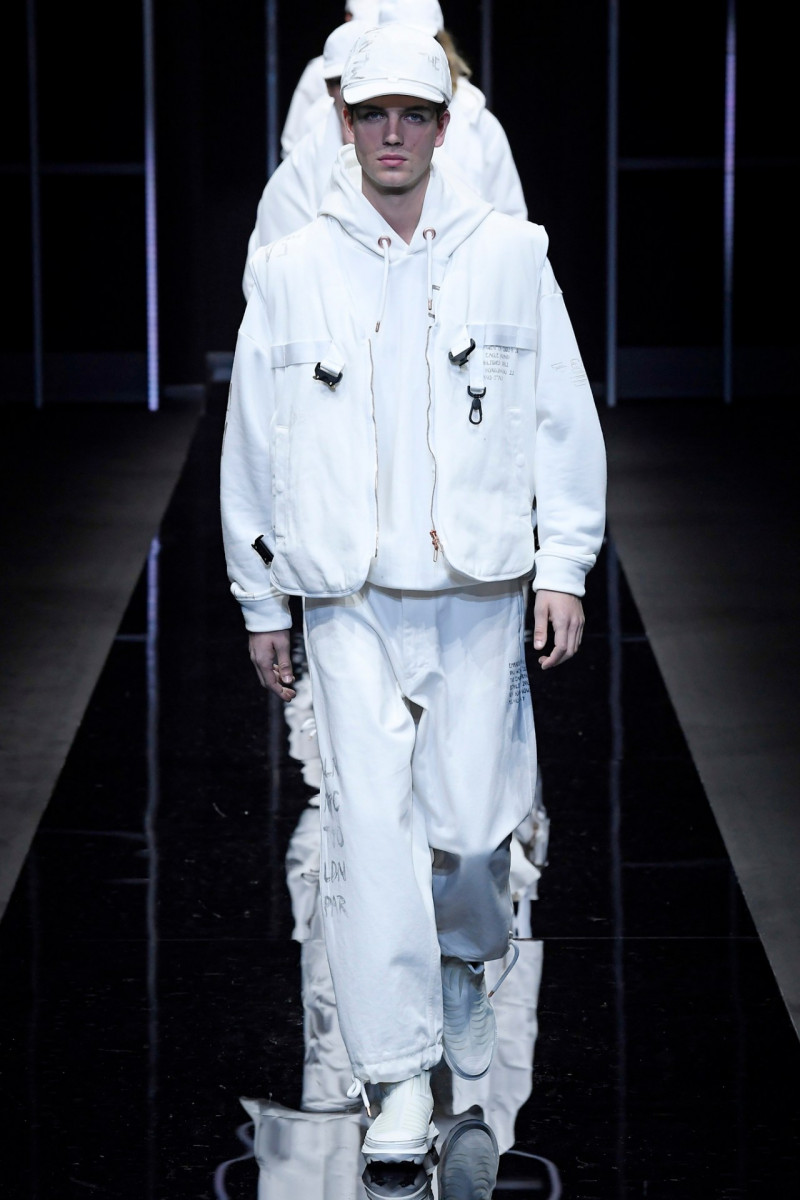 Lucas Prada featured in  the Emporio Armani fashion show for Autumn/Winter 2019