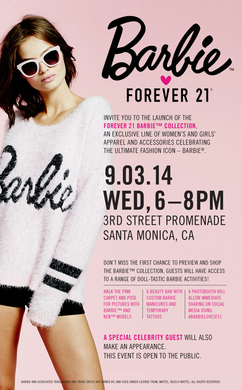 Moa Aberg featured in  the Forever 21 Barbie Collection advertisement for Summer 2014