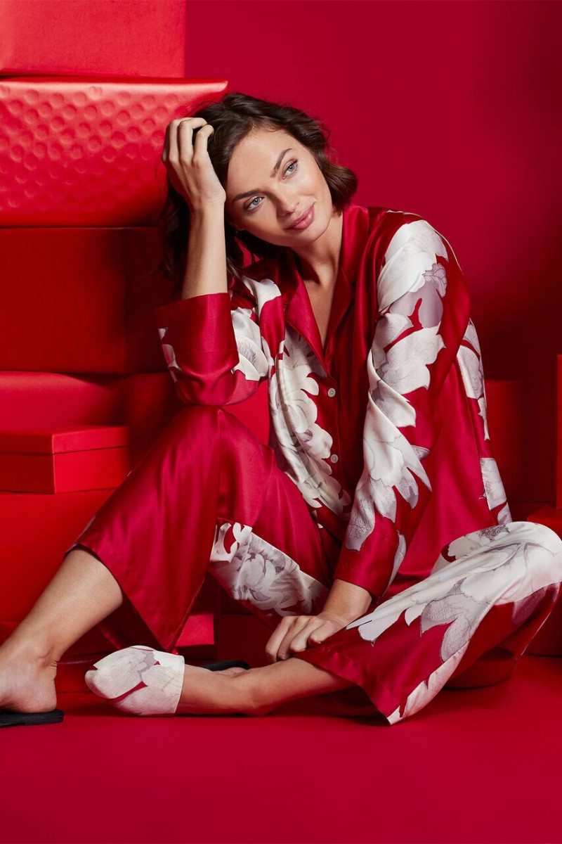 Moa Aberg featured in  the Josie Natori lookbook for Pre-Spring 2020