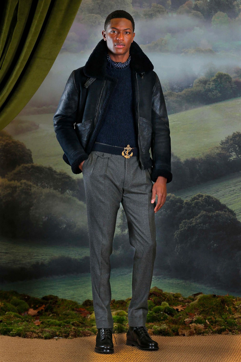 Hamid Onifade featured in  the Ralph Lauren Purple Label fashion show for Autumn/Winter 2018