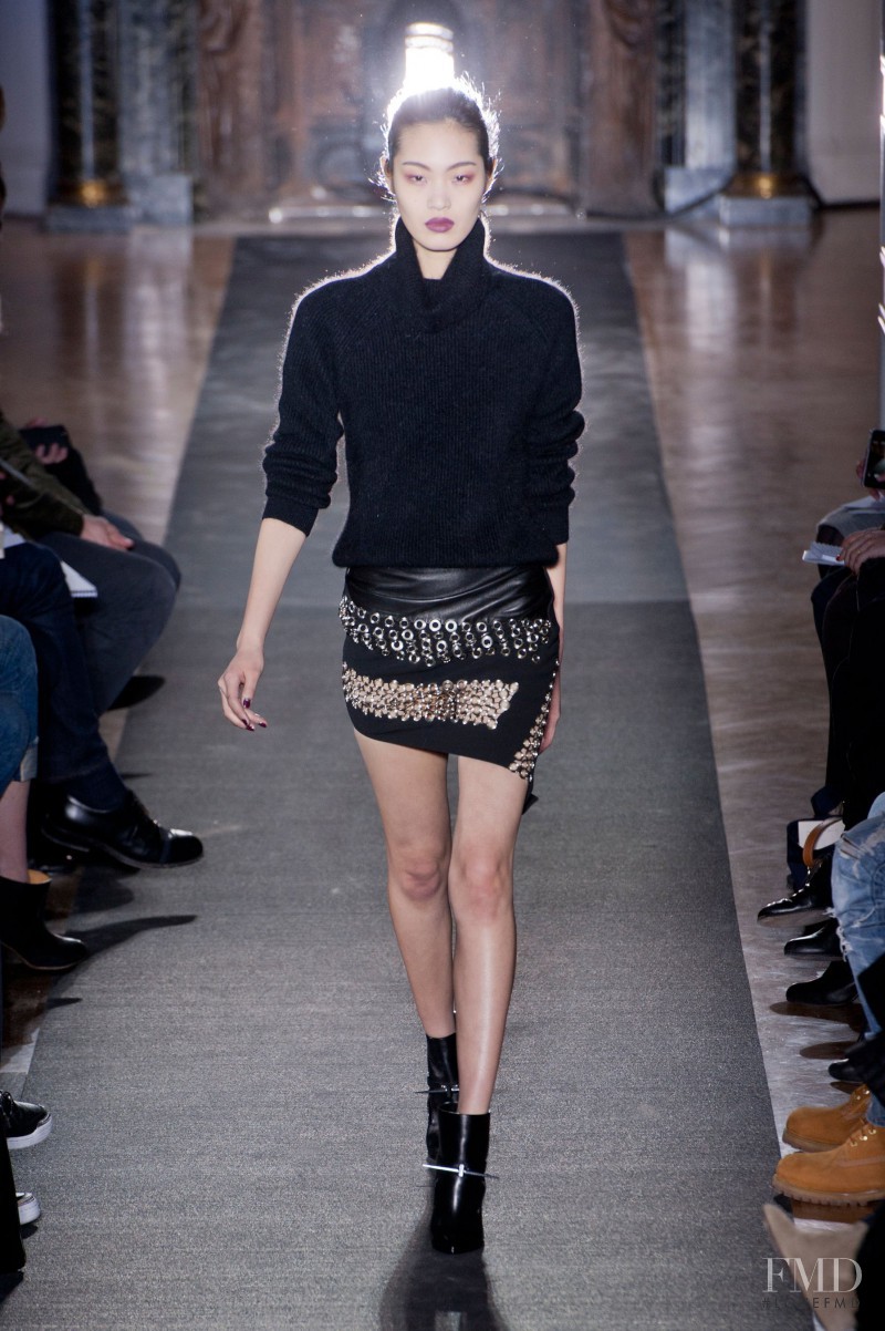 Chiharu Okunugi featured in  the Anthony Vaccarello fashion show for Autumn/Winter 2013