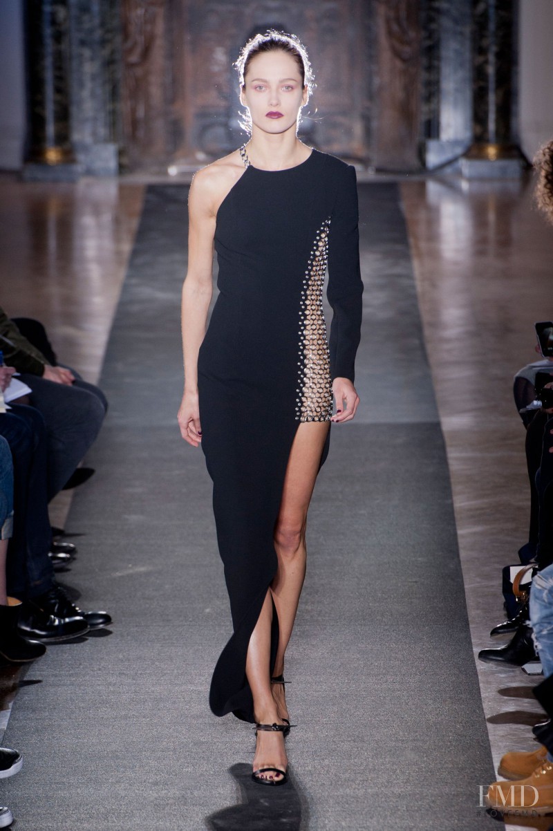 Karmen Pedaru featured in  the Anthony Vaccarello fashion show for Autumn/Winter 2013
