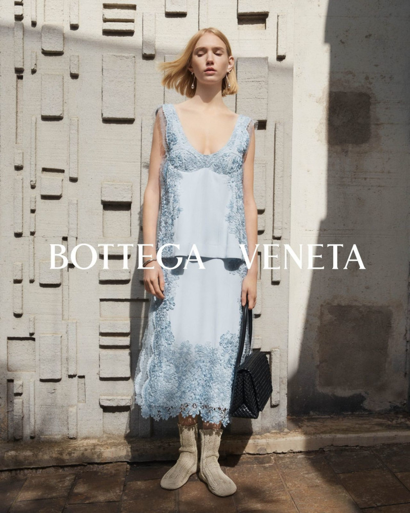 Tess Breeden featured in  the Bottega Veneta advertisement for Autumn/Winter 2023