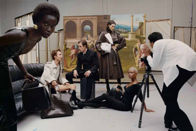 Anok Yai featured in  the Salvatore Ferragamo New Renaissance advertisement for Autumn/Winter 2023