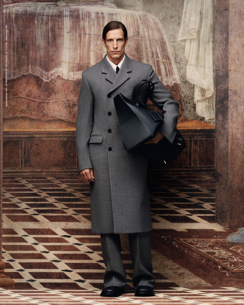 Ivan de Pineda featured in  the Salvatore Ferragamo New Renaissance advertisement for Autumn/Winter 2023