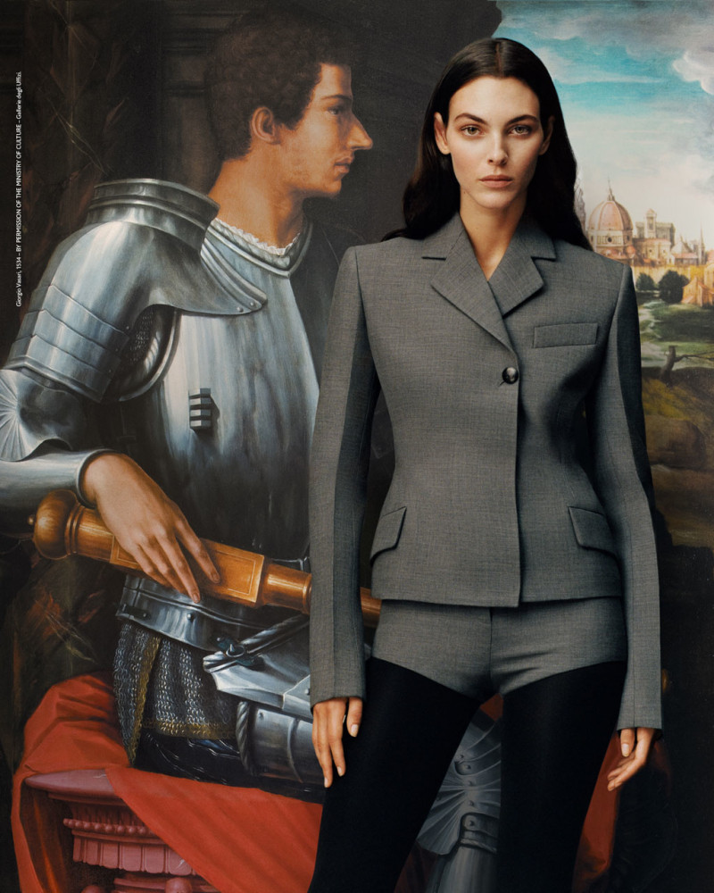 Vittoria Ceretti featured in  the Salvatore Ferragamo New Renaissance advertisement for Autumn/Winter 2023