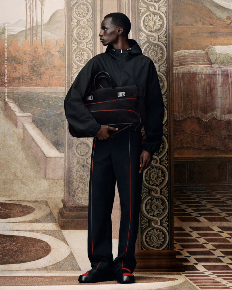 Malick Bodian featured in  the Salvatore Ferragamo New Renaissance advertisement for Autumn/Winter 2023