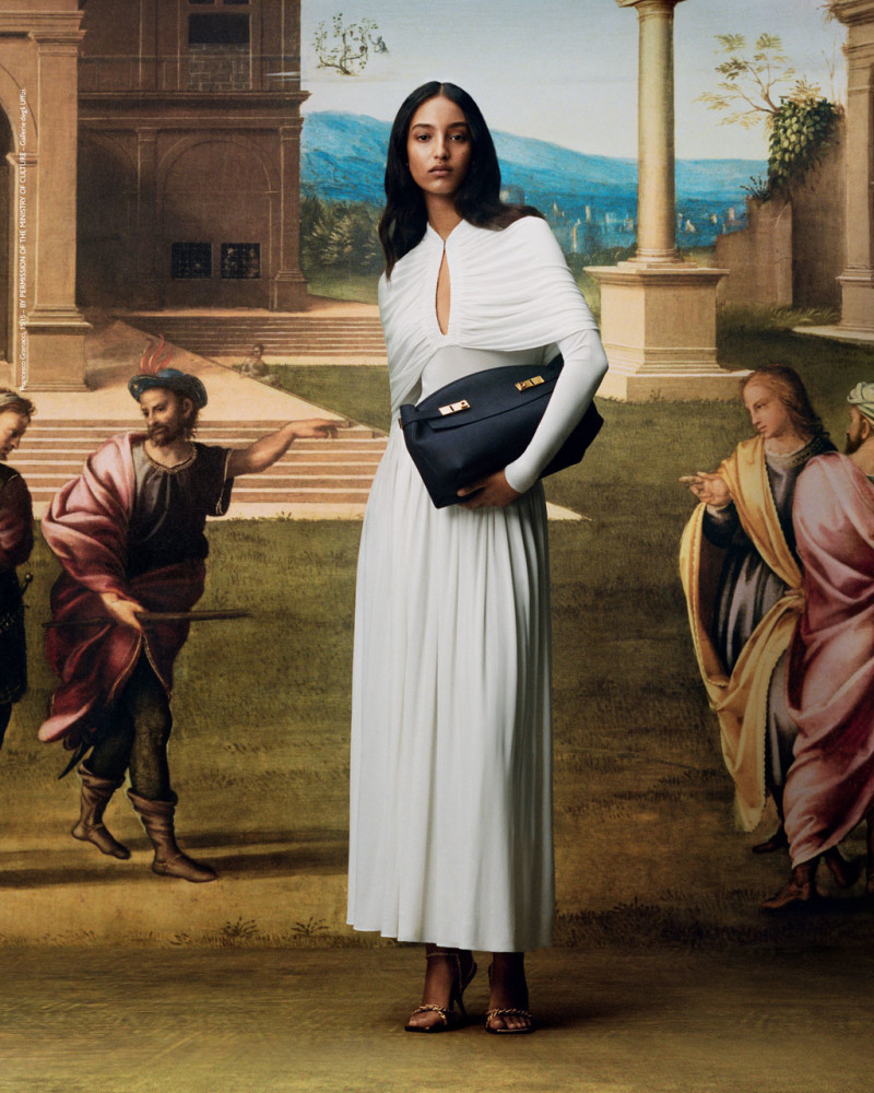 Mona Tougaard featured in  the Salvatore Ferragamo New Renaissance advertisement for Autumn/Winter 2023