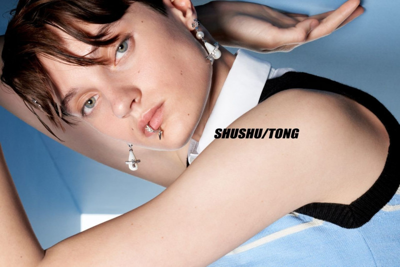Tanya Churbanova featured in  the Shushu/tong advertisement for Autumn/Winter 2023