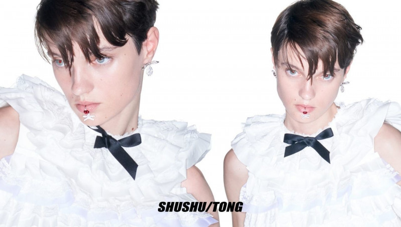 Tanya Churbanova featured in  the Shushu/tong advertisement for Autumn/Winter 2023